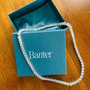 Solid Sterling Silver Square CZ Tennis Necklace